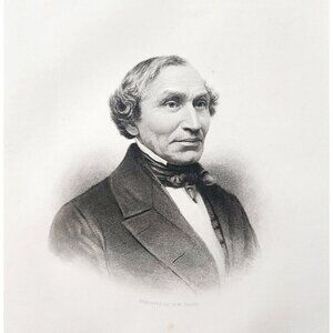 1855 Jonas Chickering Steel Engraving Victorian American Piano Merchant E95